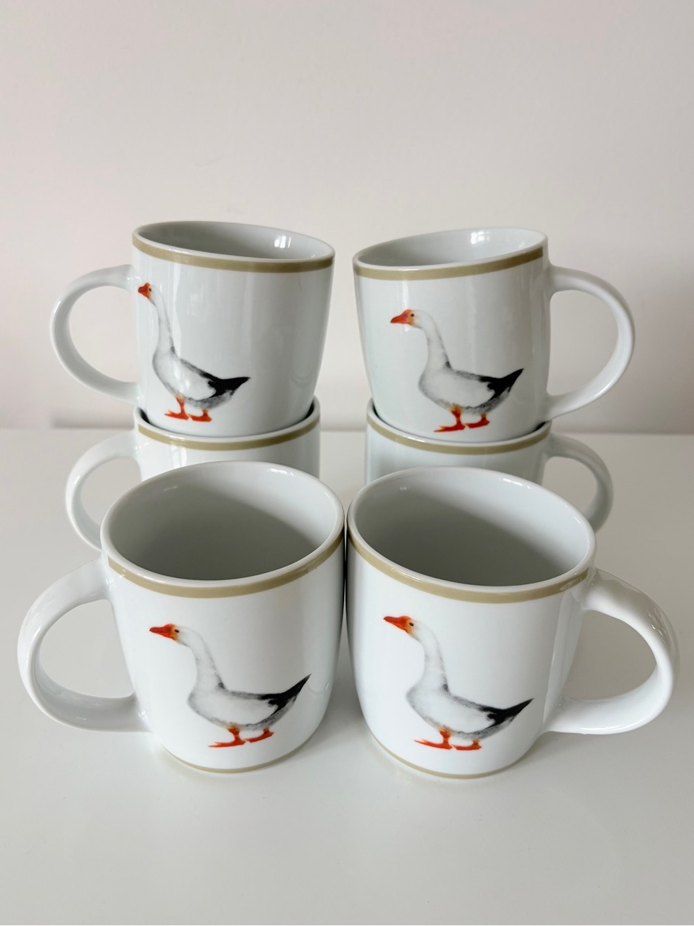 Vintage 90s Eaton Goose Mugs Coffee Tea Farmhouse Cottage Grandma Set of 6